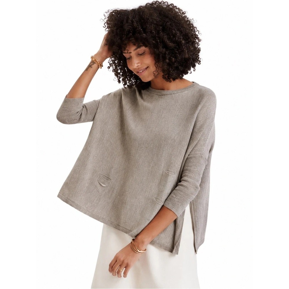 Mersea Catalina Sweater One Size Driftwood Pockets Split Sides Minimalist